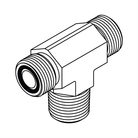 TOMPKINS Hydraulic Fitting-Steel10MORFS-10MORFS-08MP TEE FF2601-10-10-08